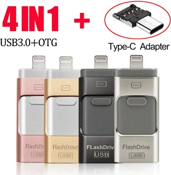 Foto: Usb flash drive 512gb 4 in 1 externe opslag geschikt voor iphone ipad android en usb lightning usb pendrive data opslag back up en overdracht compatibel met ios en android ideaal cadeau voor tech liefhebbers