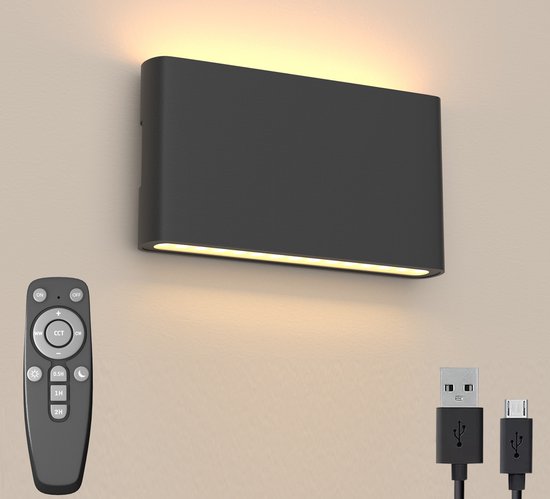 Foto: Luminize oplaadbare wandlamp op batterijen draadloos dimbaar met afstandbediening 18x9cm 2700k wandlamp op accu