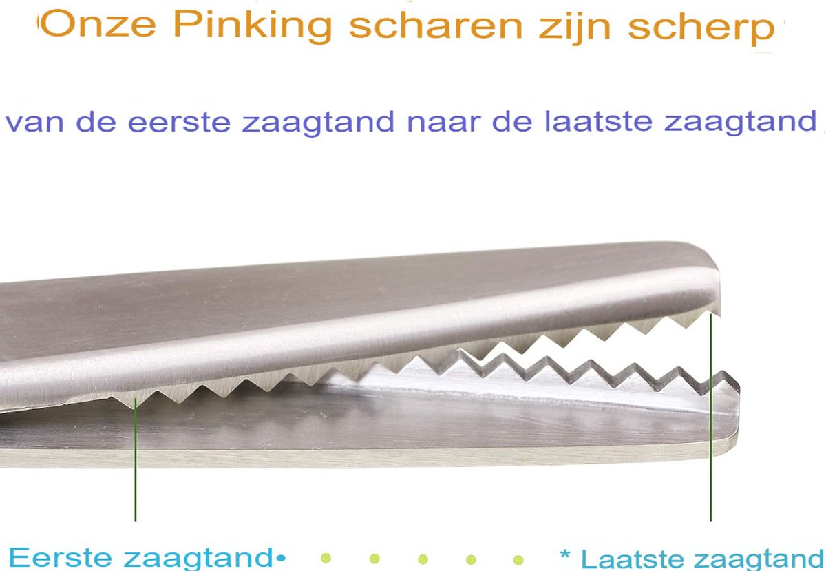 Soft Grip Pinking Shears – 9 Inch – Voor Rechts- & Linkshandigen – RVS – 5 Mm Tandenafstand