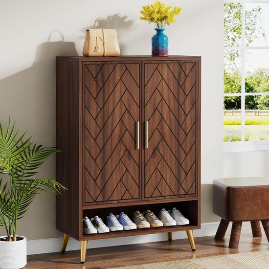 Tribesigns - Étagère à chaussures pratique - Étagère à chaussures avec 6 niveaux - Armoire à chaussures - Étagère à chaussures en métal moderne - Métal - 75 x 35 x 110 cm - Marron