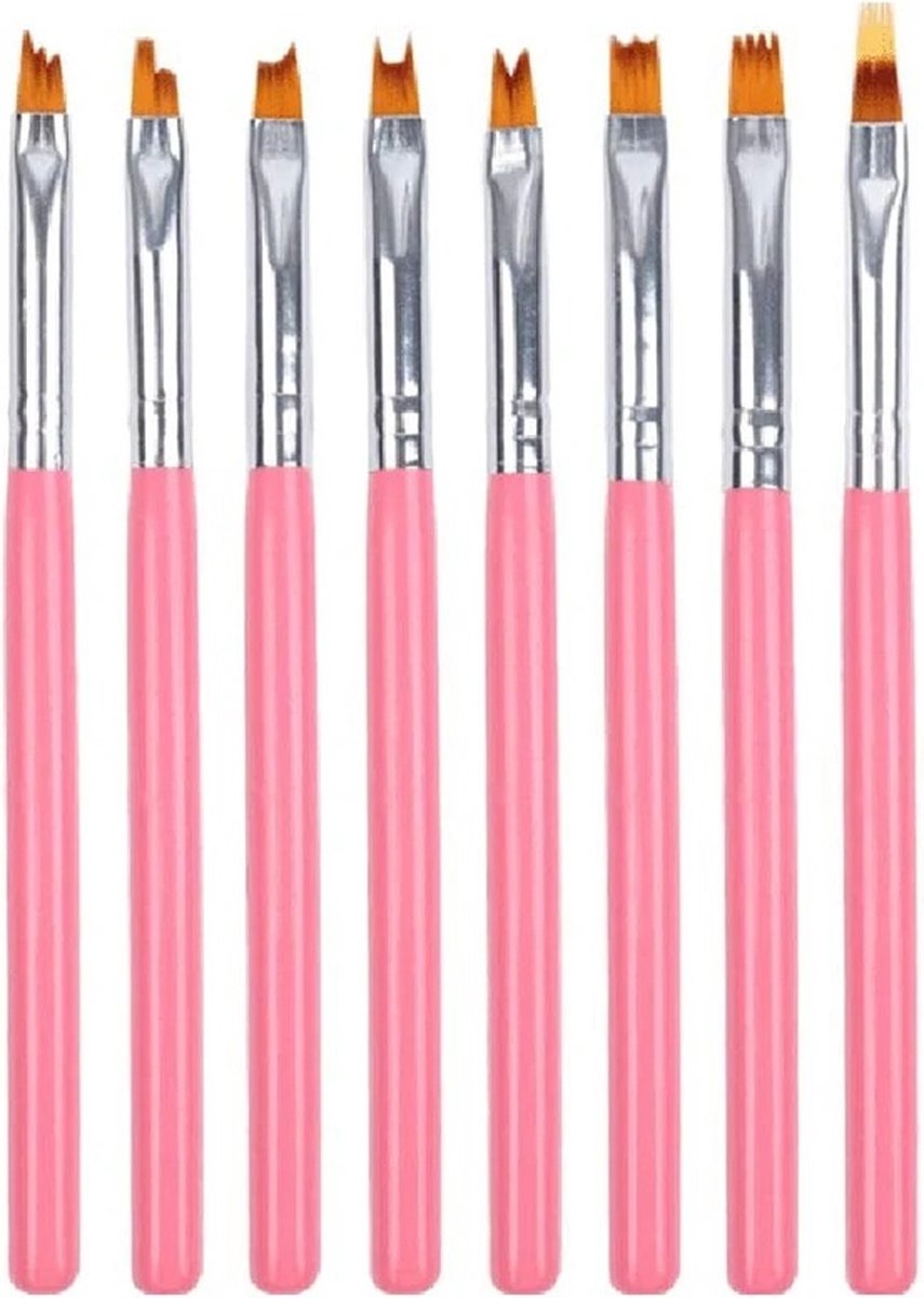 Goedkoopste WiseGoods Premium Nail Art Penselenset - Blaadjes Penseel - Penselen - Nailart - Kwastje Kunst Nagels - Tools Kunstnagels - 8stk
