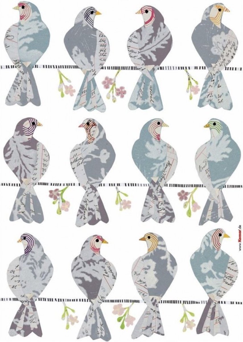 Komar - Muursticker - Duiven - Zelfklevend - Muurdecoratie - Stickers - 100 x 70 cm