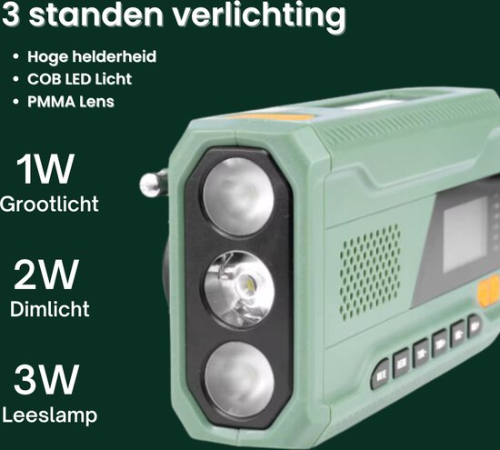 Solar Radio, AM/FM Tragbar Kurbelradio Dynamo Notfallradio mit 4000mAh Wiederaufladbare Batterie, Led Taschenlampe, SOS-Alarm für Camping, Ourdoor, Notfall