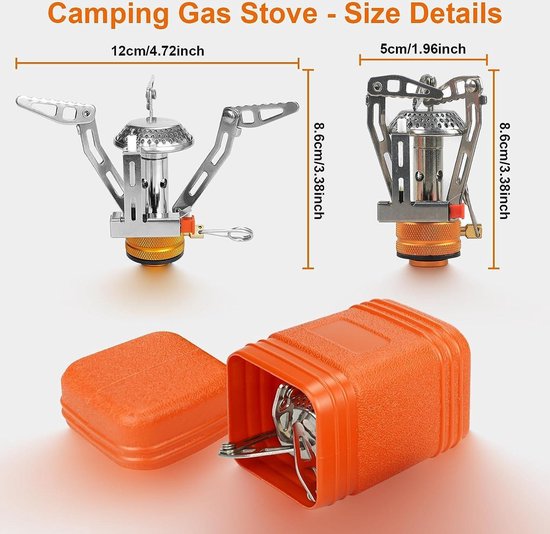 Camping camping gas kookstel - Opvouwbaar campingfornuis 3000 W - Winddicht en piëzo-ontsteking - Wandelen - Kamperen - Vissen - Picknick — afbeelding 4