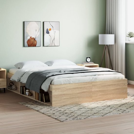vidaXL Bedframe met lades bewerkt hout sonoma eikenkleurig 160x200 cm, bed, bed ombouw, 2 persoonsbed, bedbodem, slaapkamermeubel, tweepersoonsbed