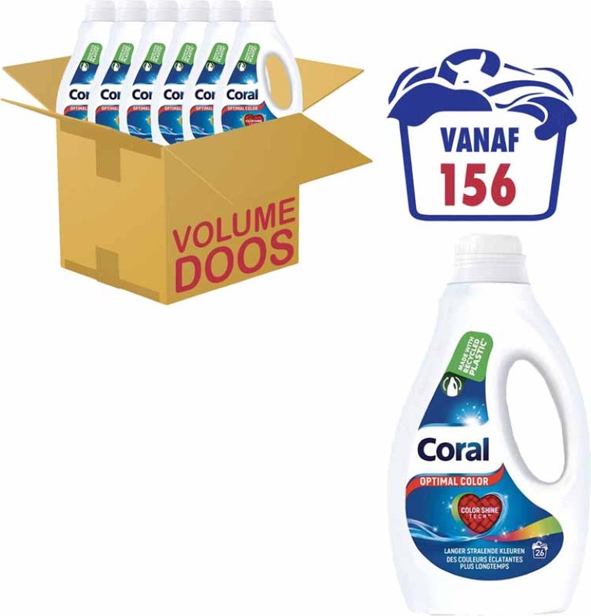 Coral - Vloeibaar Wasmiddel - Optimal Color - Voordeelverpakking 6 X 26 wasbeurten