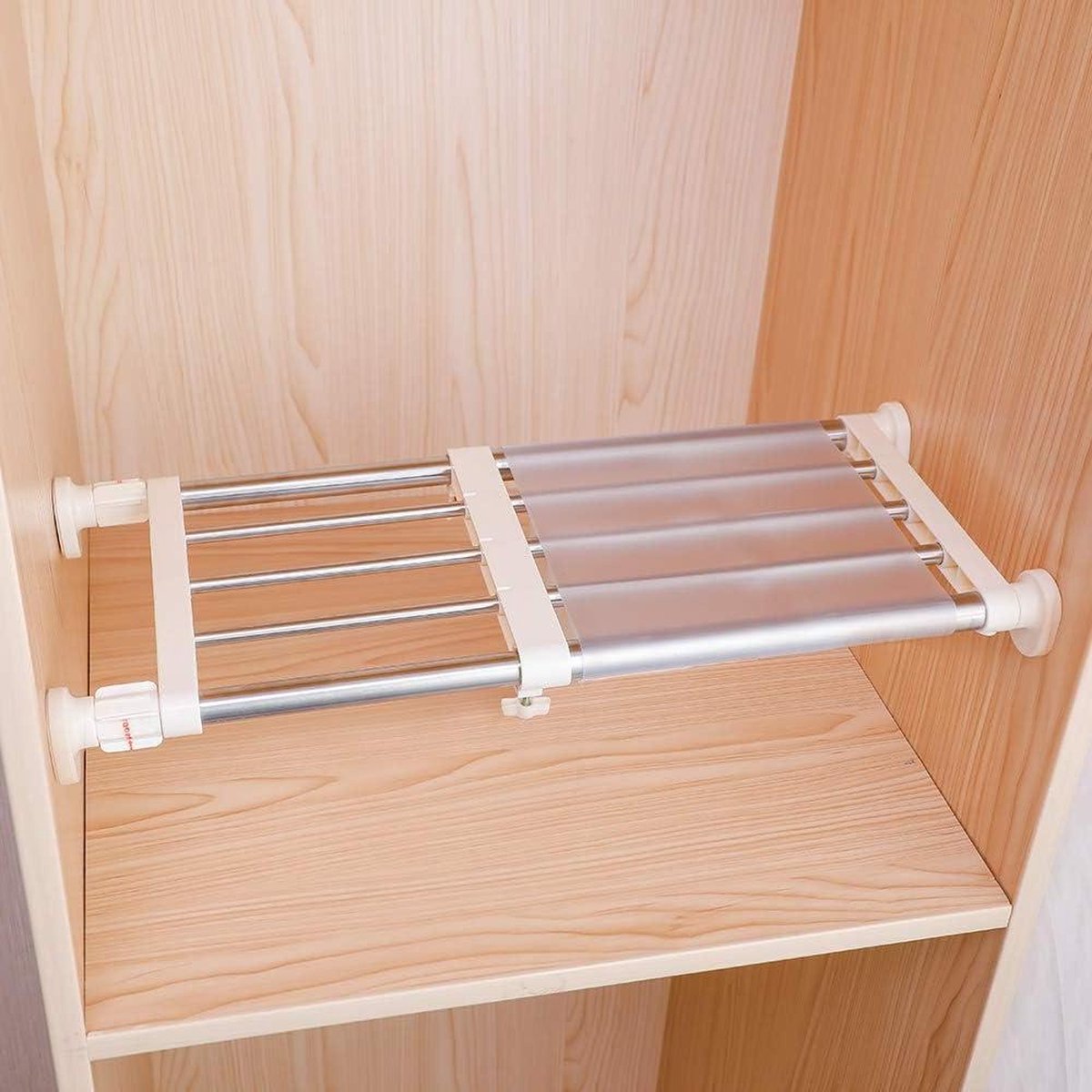 Uitbreidbaar Metalen Opbergrek Verstelbare Organizer DIY Divider Separator voor Kast Garderobe Spanplank & Staaf Keuken Badkamer
