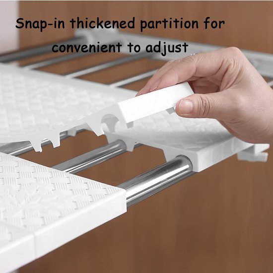 Uitbreidbaar Telescopisch Garderobe Opbergrek Verstelbare Spanning Kast Plank Organizer DIY Divider voor Keuken Kast en Badkamer Breedte 42cm Lengte 30 40 cm