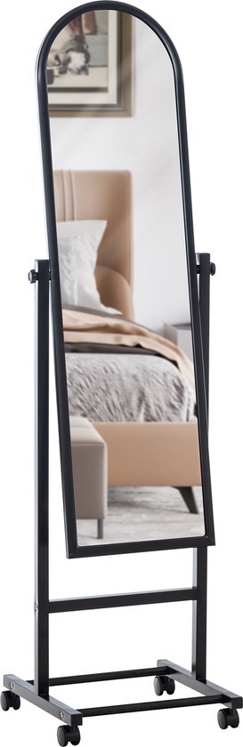 HOMCOM Standspiegel Ganzkörperspiegel Schminkspiegel Erhöhte Füße Pflegeleicht MDF Kaffee 47 x 46 x 148 cm HOMCOM Standspiegel Ganzkörperspiegel Schminkspiegel Erhöhte Füße Pflegeleicht MDF Kaffee 47 x 46 x 148 cm