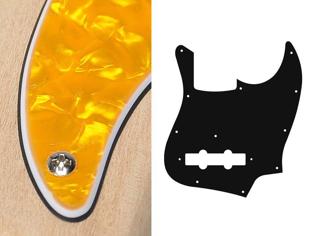 Boston JB-310-PY pickguard, Jocker bass, standard, 3 ply, pearl yellow