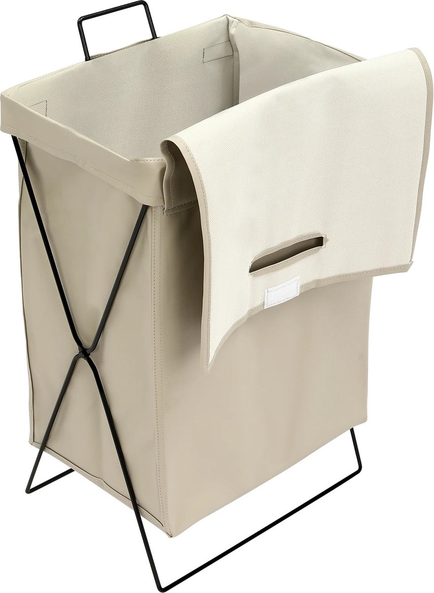 Goedkoopste Multis Wasmand - Grote Capaciteit - Inclusief Stofdichte Deksel - Opvouwbaar - 48 Liter - Khaki