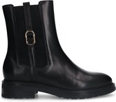Manfield - Dames - Zwarte leren enkellaarsjes - Maat 42