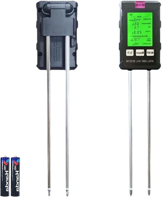 flintronic 3-in-1 bodemvochtmeter, met pH, licht- en bodemvochtigheidsmeter voor binnen en buiten moestuin, gazon en meer (geen batterijen nodig