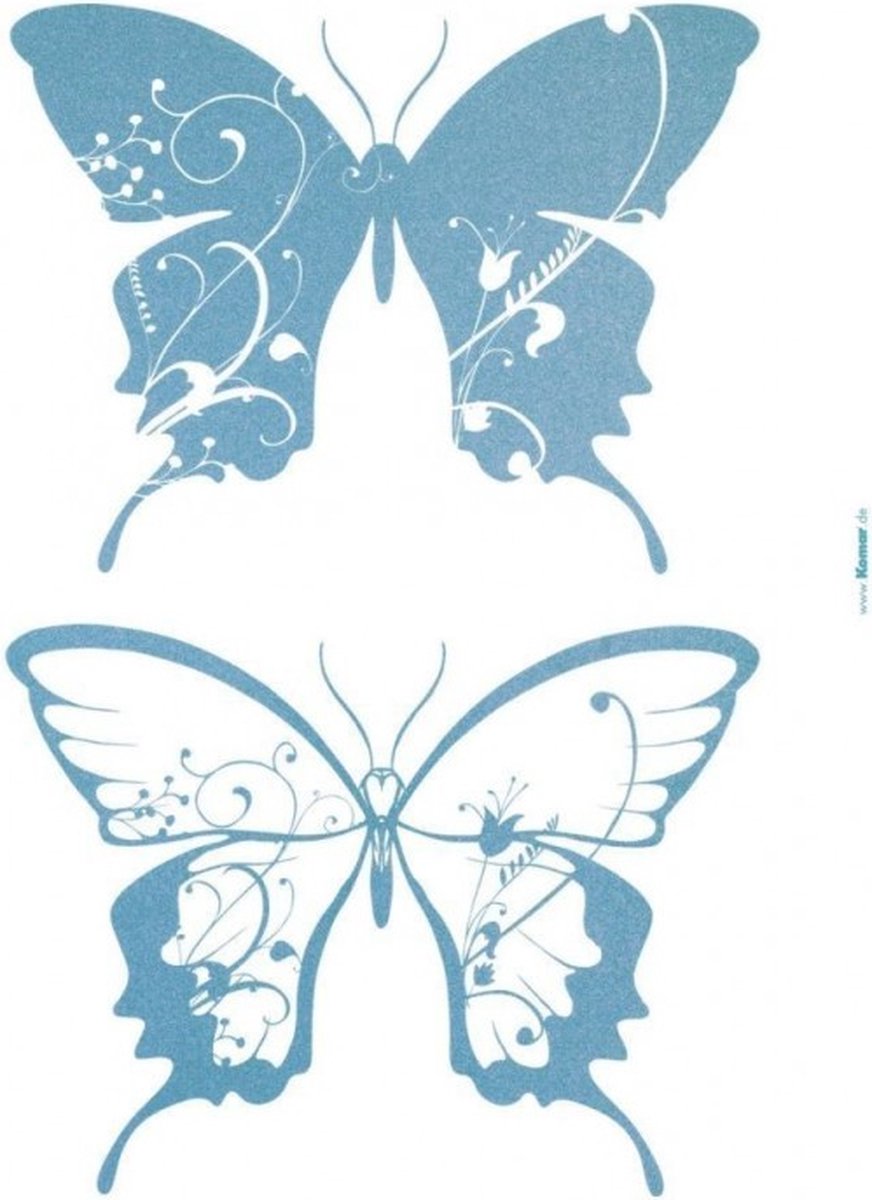 Komar - Muursticker XXL - Blue Butterfly- Zelfklevend - Muurdecoratie - Stickers - 100 x 70 cm