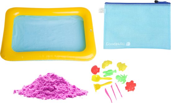 Foto: Goodz4all magnetisch speelzand toverzand voor binnen 1 kg met opblaaszandbak zandvormpjes en handige opbergetui binnen zandbak met speelzand sensorisch speelgoed voor creatieve kinderen zandbak