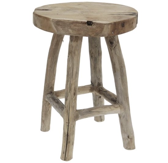 Spetebo Teak Blumenhocker 22 x 17 cm rund - natur/mittel - Holz Pflanzen Hocker mit 4 Füßen Spetebo Teak Blumenhocker 22 x 17 cm rund - natur/mittel - Holz Pflanzen Hocker mit 4 Füßen