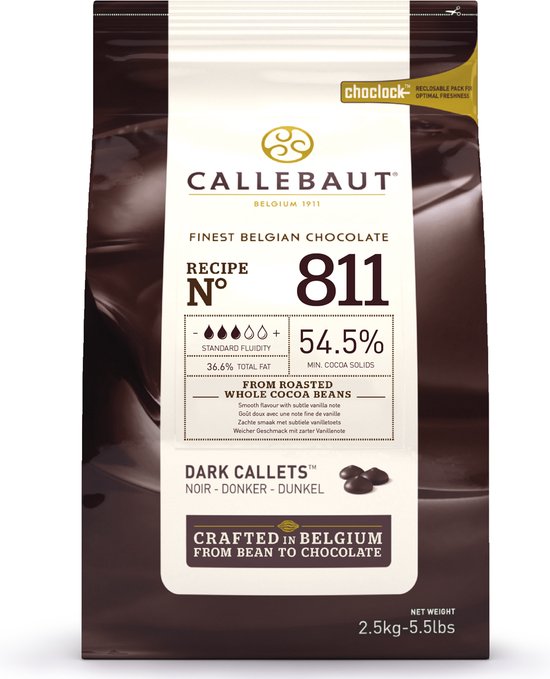 Callebaut Chocolade Callets - Puur - 2,5 kg - Belgische Chocolade
