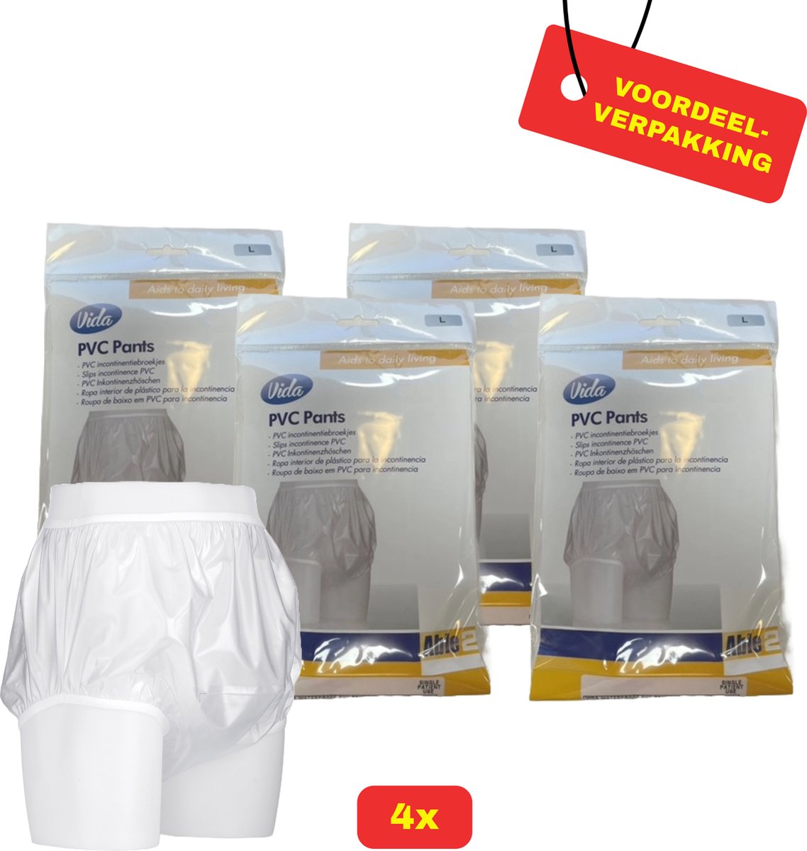 Goedkoopste PVC Beschermbroekje Large | 102-106 cm | 4X Voordeelverpakking!
