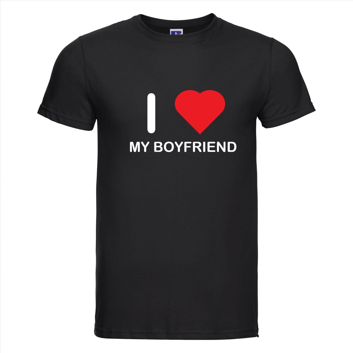 I LOVE MY BOYFRIEND T-shirt - 100% Katoen - Maat 2XL - Classic Fit - Zwart