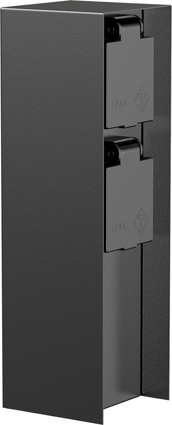 Stopcontact voor buiten 2-voudig | Opbouw | Horizontaal | IP54 | Zwart | Q-link