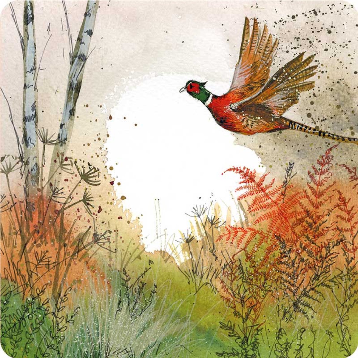 Alex Clark Onderzetters PHEASANT AND BRACKEN ~ FAZANT