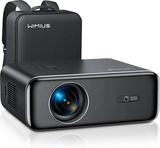 Wimius - Beamer - Projector Beamer - Projector 4k - 1080P - Automatische focus - met WiFi 6 en Bluetooth 5.2 - 600ANSI - Buiten- en thuisprojector - Zwart