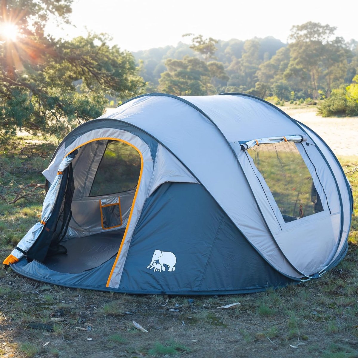 Kampeertent, automatische instanttent voor 3-4 personen, pop-up ultralichte koepeltent, 4 seizoenen, waterdicht en winddicht en zonwerend, campingtent met grote vochtbestendige pad Kampeertent, automatische instanttent voor 3-4 personen, pop-up ultralichte koepeltent, 4 seizoenen, waterdicht en winddicht en zonwerend, campingtent met grote vochtbestendige pad