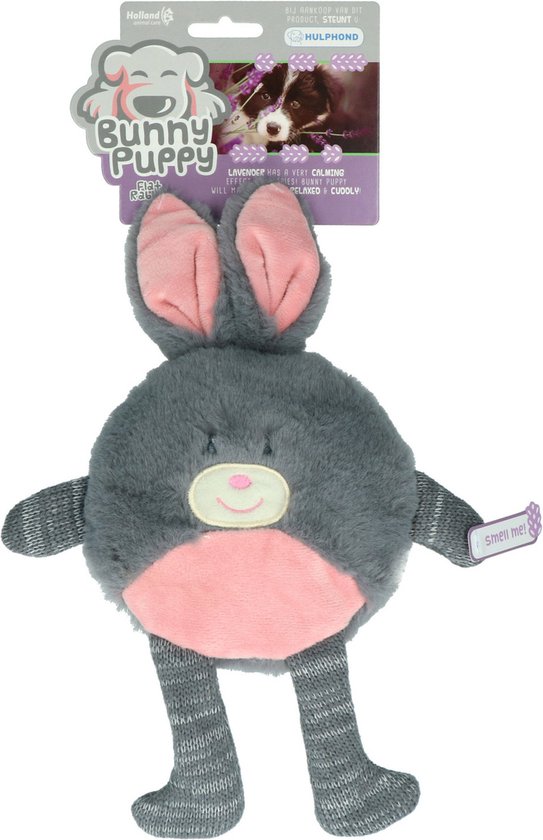 Bunny Puppy Flat Rabbit – Hondenknuffel – Kalmerend – Grijs – 17 x 19 x 3 cm