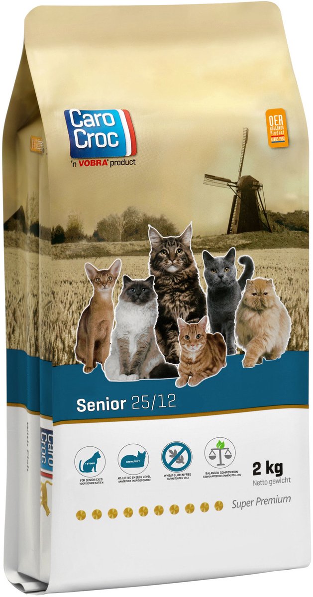 Carocroc 25/12 Senior kattenvoer 2 x 2 kg