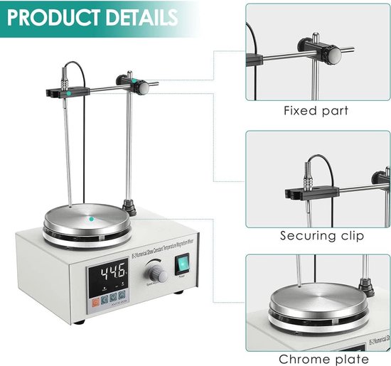 Magneetroerder met Digitale Temperatuurweergave en Snelheidsinstelling - 200 W — afbeelding 5