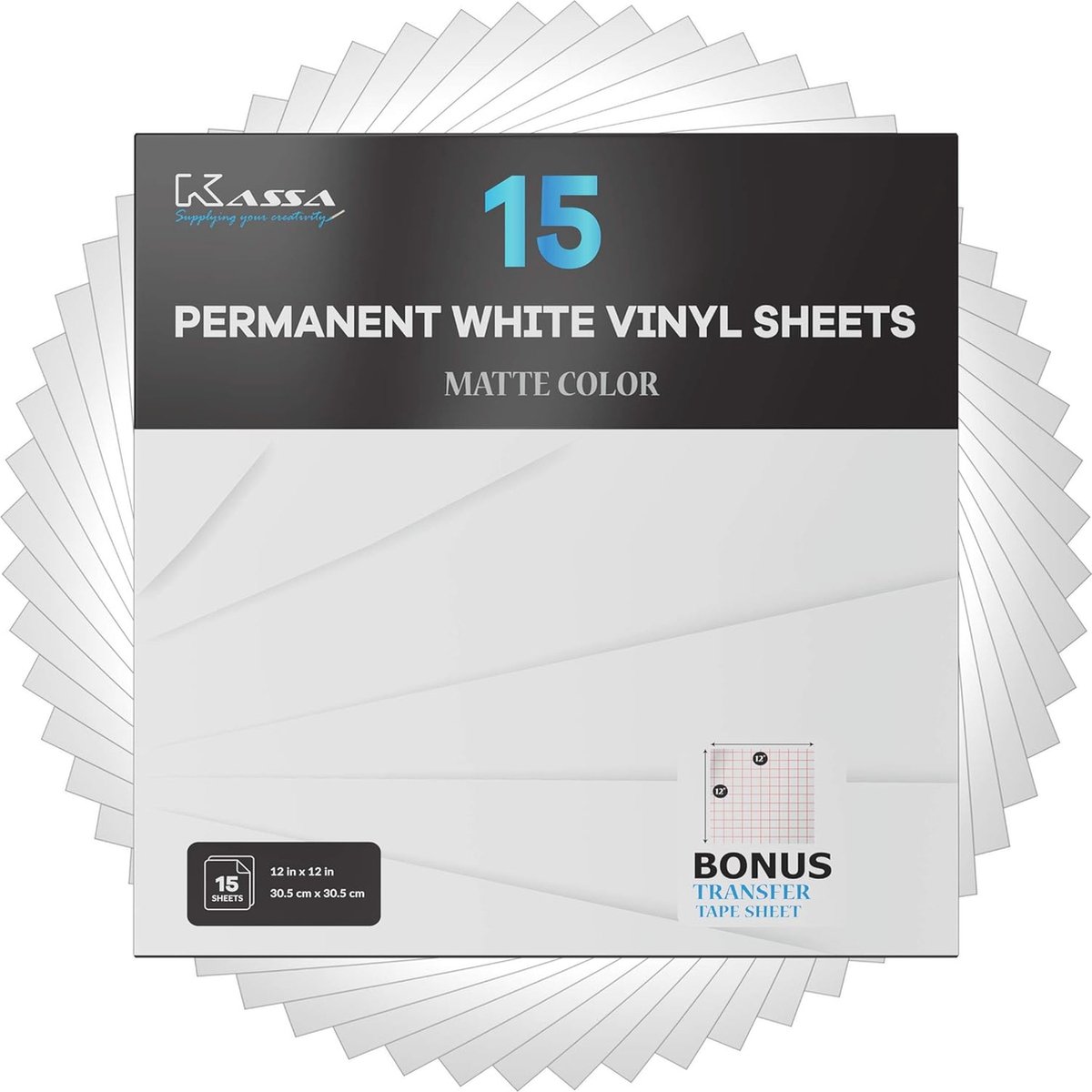 Zelfklevende Witte Vinylplaten (15 Pack, 12"x12") met Transfer Tape - Perfect voor Snijders en Creatieve Projecten