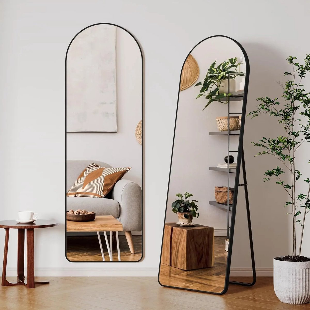 DHN Spiegel - Minimalistische Design Passpiegel - Wandspiegel - Staande Spiegel met Metalen Rand - Aluminium Frame 162Cm