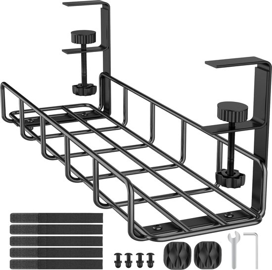 Kabelgoot Bureau Wit Verstelbaar 90 tot 140 cm - Kabel Organizer Bureau Onder - Cable Management - Stabureaus