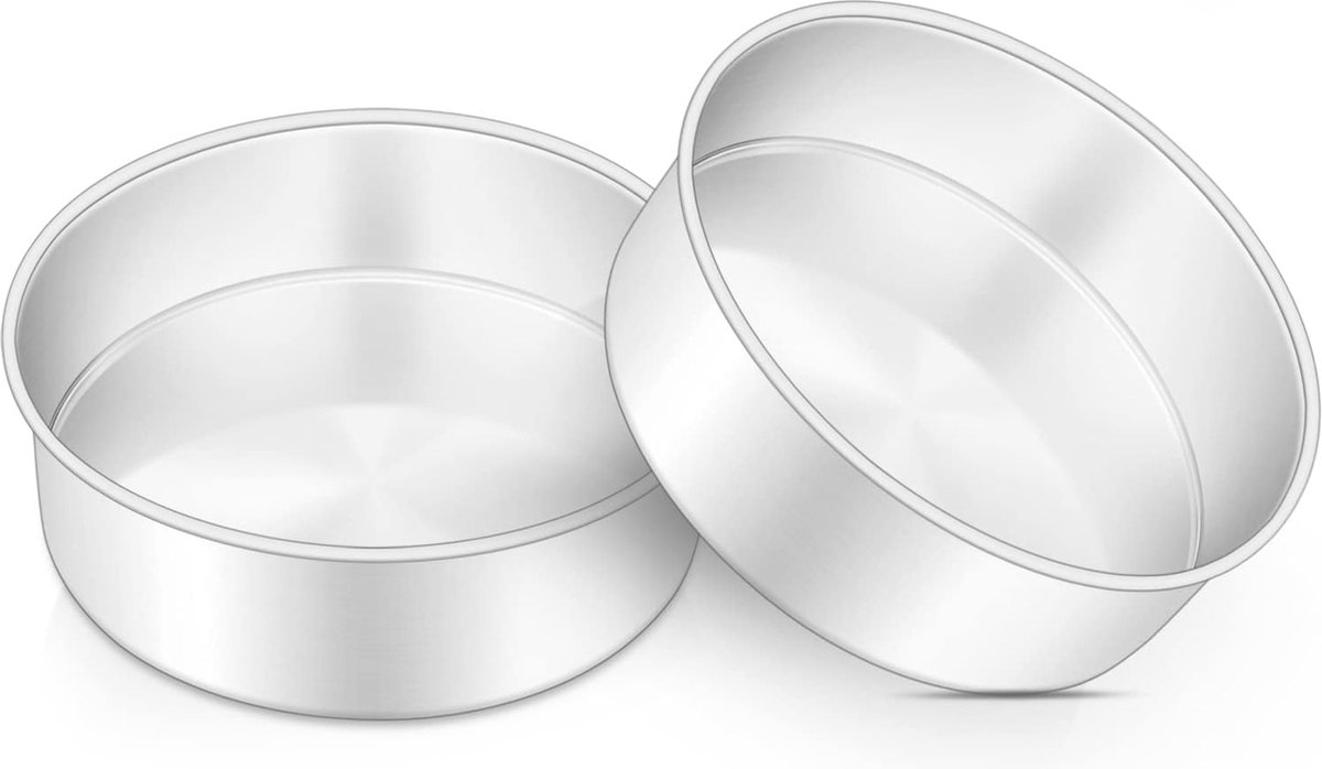 Set van 2 ronde taartvormen van roestvrij staal - 16 cm - Voor verjaardagstaarten en meer - Vaatwasmachinebestendig