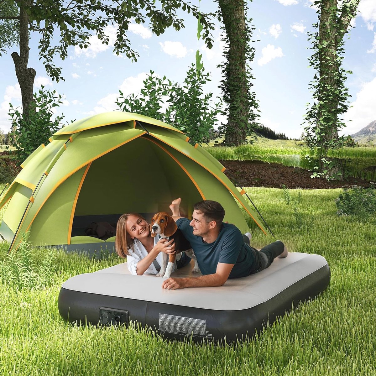 Opblaasbaar Matras voor 2 Personen met Elektrische Pomp - Comfortabel en Compact voor Camping
