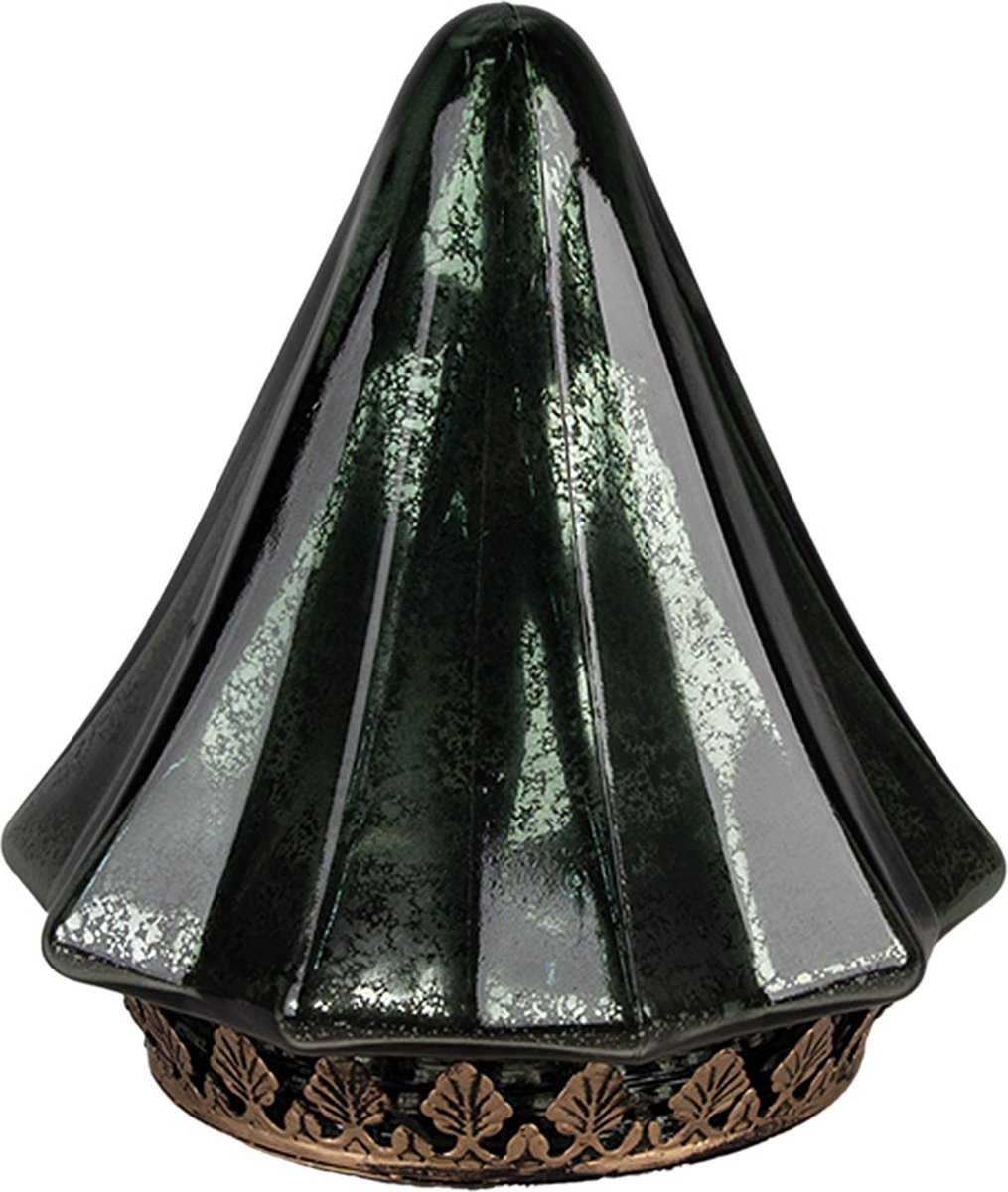 Kerstdecoratie met LED-verlichting Kerstboom Ø 14x16 cm Groen Glas