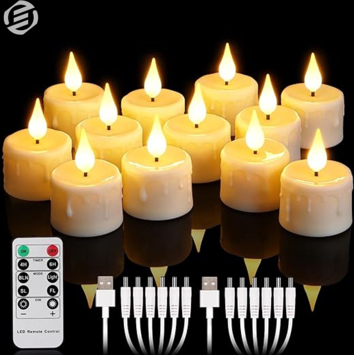 Equivera Oplaadbare LED Kaarsen - Elektrische Kaarsen - Oplaadbare Waxinelichtjes - Realistische Kaarsen - Kerstverlichting - Veilig en Duurzaam