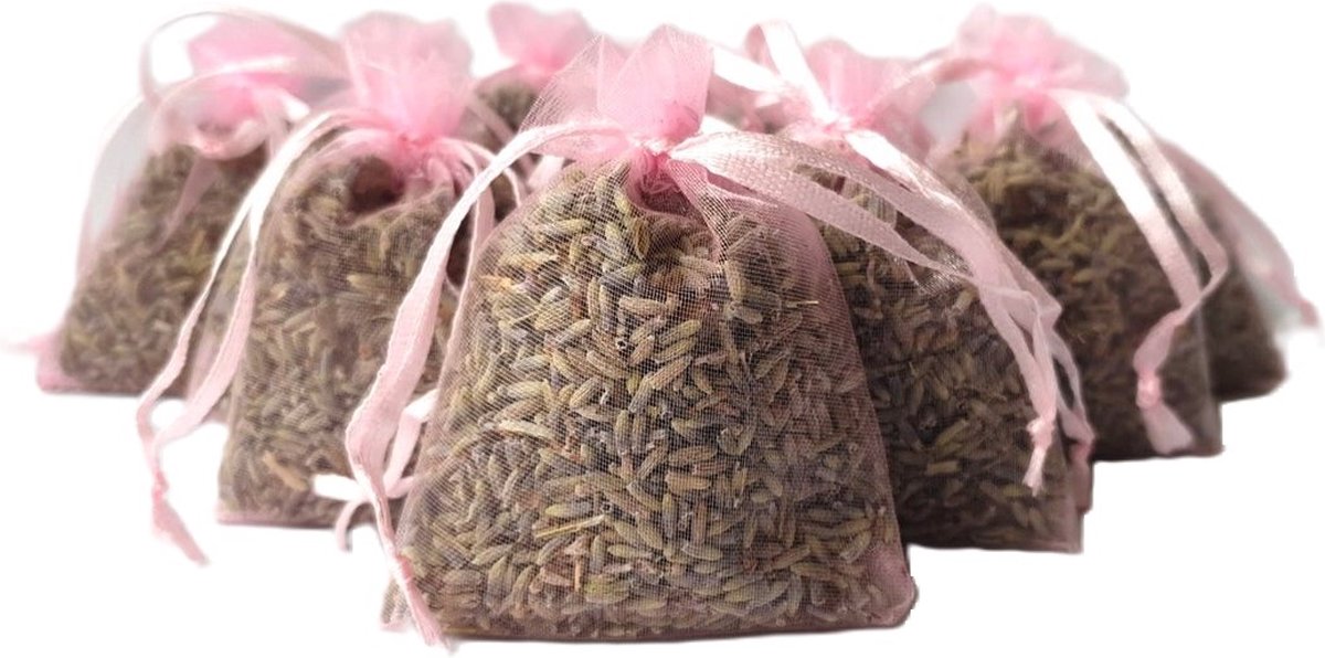 Bonheur de Provence© - lavendel geurzakjes - 5 roze zakjes gevuld met Biologische lavendel uit de Provence - 12 gram gedroogde lavendel per zakje - geurzakjes kledingkast