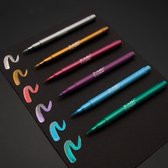 KORES Marqueur pointe pinceau - "Metallic Style" - lot de 6 pièces - couleurs métallisées