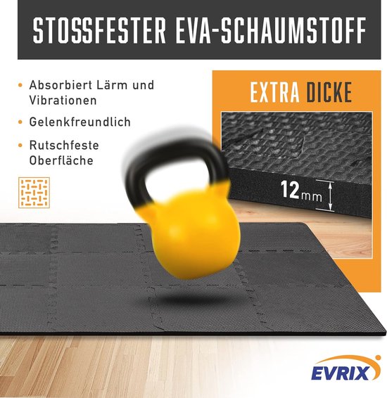 MATANA 20 Vloerbeschermingsmatten, Fitnessmatten met Randen voor Fitnessruimte, Fitnessapparaten, Fitness, Zwembad, Garage - EVA-Schuimtegels - 30x30cm (1,8 m2 /19,3 sq ft