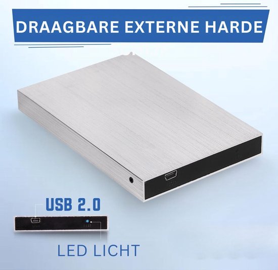 Harde Schijf Extern - Draagbare - 1TB Opslag - Zilver — afbeelding 3