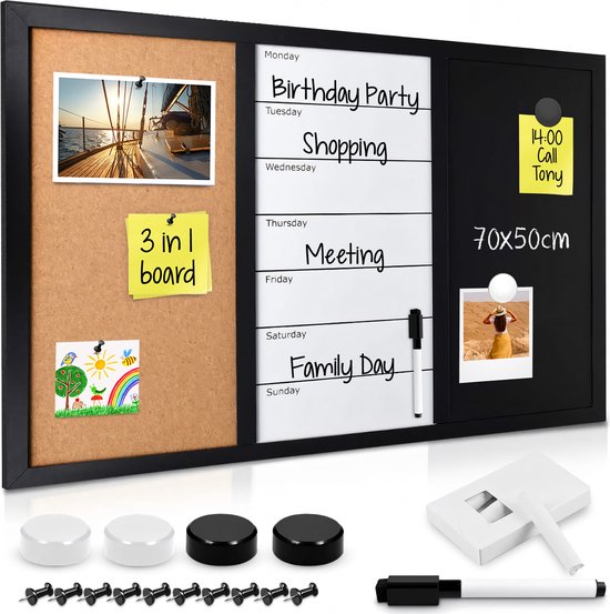 Navaris Prikbord, Whiteboard en Krijtbord in één – magnetisch