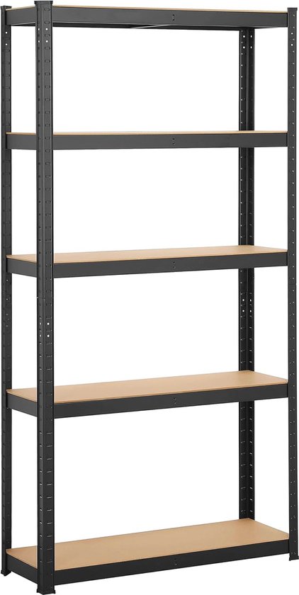 Yaheetech Opbergrek 90 x 30 x 180 cm, rek voor zware lasten met verstelbare MDF-planken, organizer voor garage, woonkamer, keuken, kelderruimte 90 x 30 x 180 cm, zilver