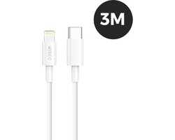 Oplaadkabel USB C geschikt voor Lightning - 3 Meter - Geschikt voor Apple iPhone Lightning - USB-C Kabel geschikt voor Lightning - Wit