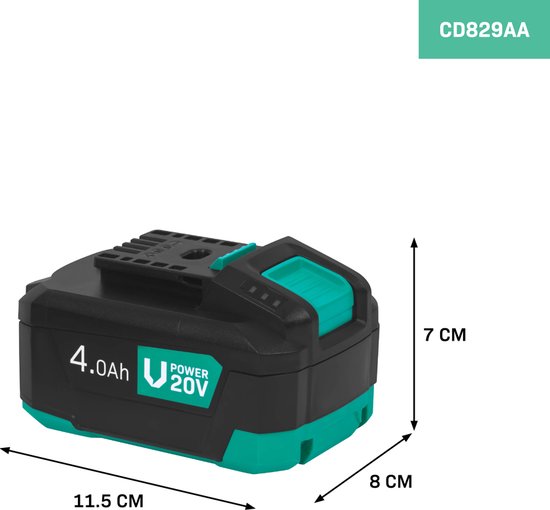 Batterie VONROC 20V - 4,0 Ah - port USB-C b-directionnel - batterie et batterie externe en un - compatible avec Power Delivery (PD) - Protégée par une Protection électronique des cellules