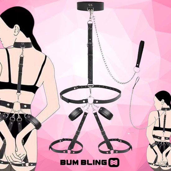 BUM BLING® - Bondage Harnas - BDSM Harnas - Jarretel - Handboeien - Riem - Bodysuit - Fetish - SM - Meester - BDSM - Slaaf - Bondage Harnas - Kinky - BDSM set - Boeien - Gaytoys - Harnas Vrouw - Gay - BDSM Extreme - Fetish Kleding - BDSM Toys -