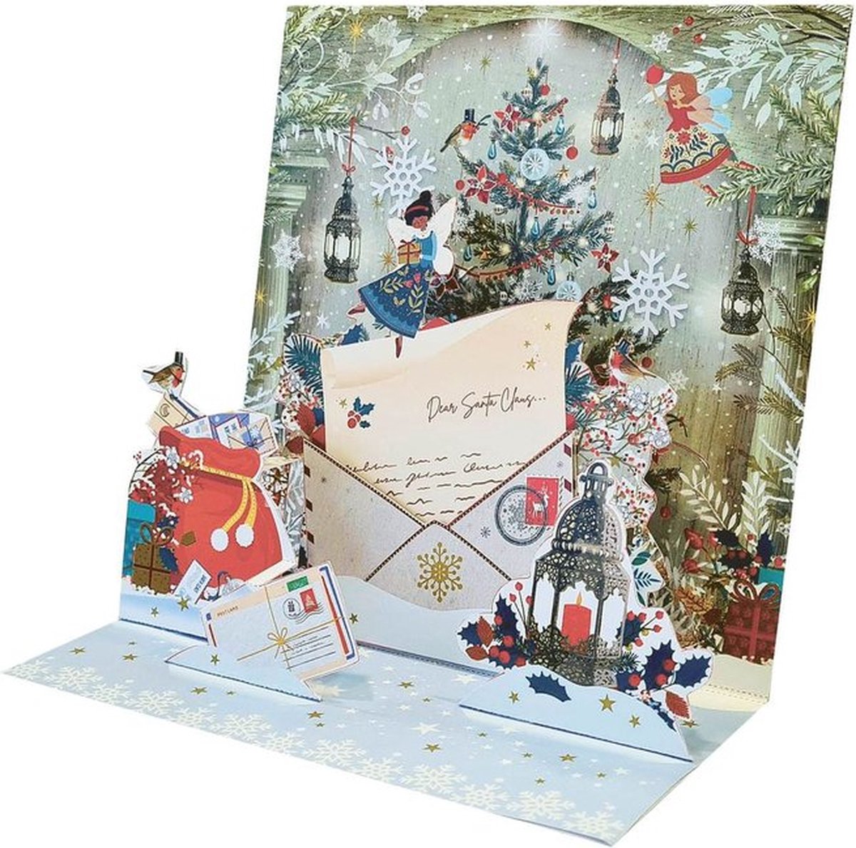 Pop-up Kerstkaart - kerstpost - 3D pop-up kerstkaart -Letter for Santa Claus - Brief voor de Kerstman - Blanco