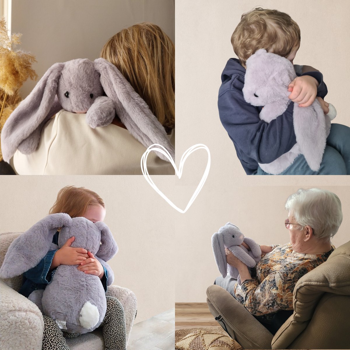 Verzwaringsknuffel 2Kg - Verzwaarde Knuffel - Knuffie Konijn - Weighted Stuffed Animal - Sensorisch Speelgoed - Voor Kinderen En Volwassenen - Met Canvas Opbergtas — afbeelding 8