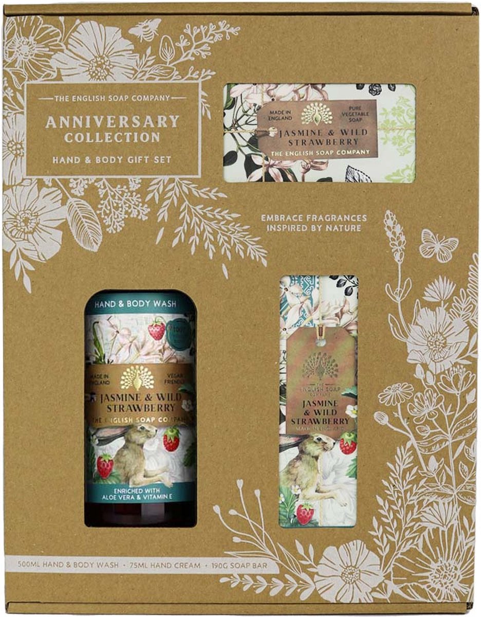 Goedkoopste English soap hand & body giftset Jasmine & Strawberry