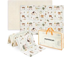 Mamabrum Dubbelzijdige Speelmat Vouwmat - 180 x 120 cm - Stad/Zandbeige
